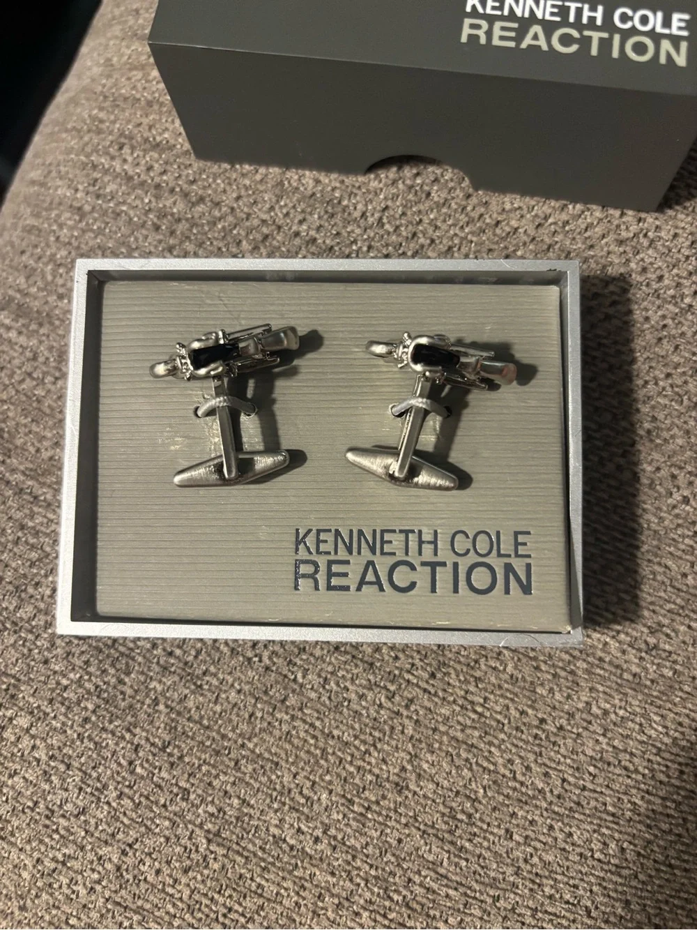 Kenneth Cole Reaction Silver Motorcycle Cuff Links Pair